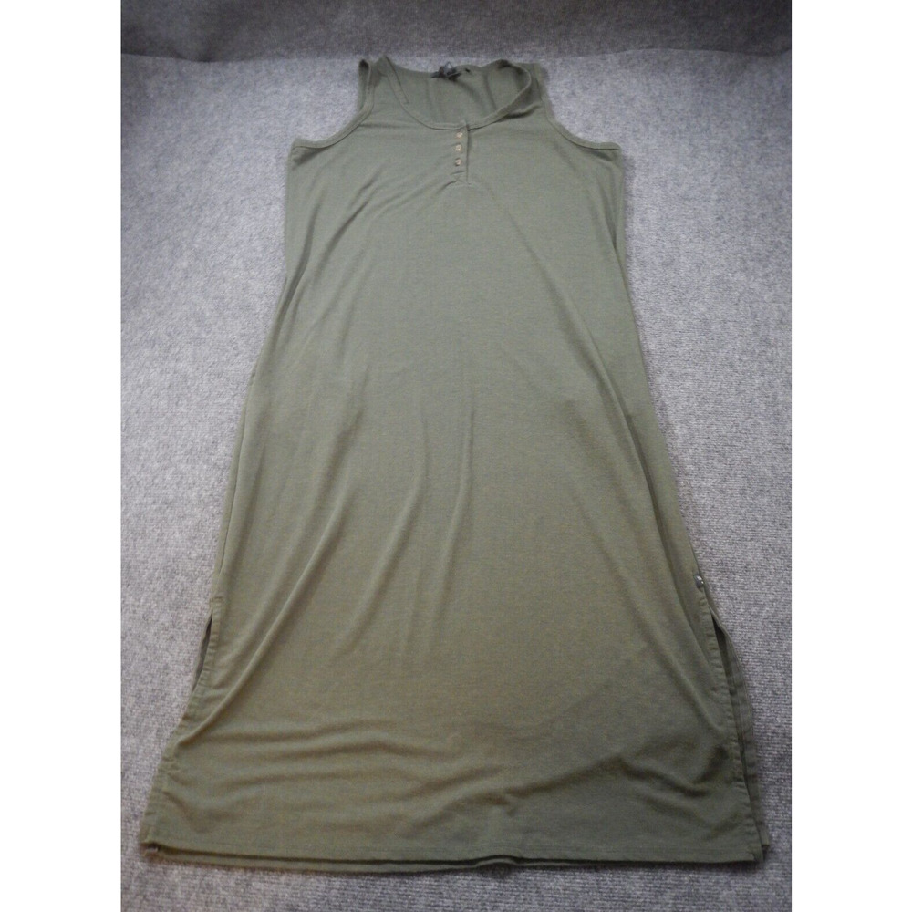 Toad & Co Dress Women's X-Large Green Maxi Sleeveless Henley Round Neck